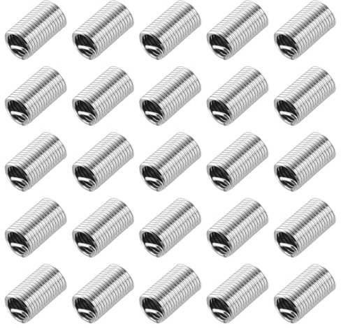 QUARKZMAN 50 Pièces Insert de Réparation de Filetage, M8 x 1.25 Longueur après Installation 24mm Insérer Écrou en Acier Inoxydable 304, Kit pour Conversion Outil Équipements Mécaniques