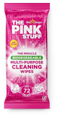 The Pink Stuff Miracle Multi-Purpose Cleaning Wipes – 72 Large Biodegradable Wipes – Tough on Grease, Grime, and Dirt – All-Purpose Cleaner for Kitchen, Bathroom, and More