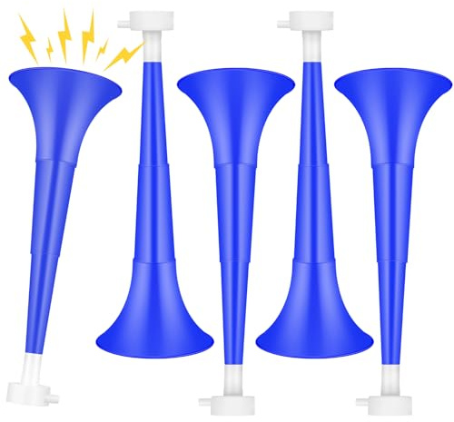 4 Stück zusammenklappbare Stadion-Hupe, NoiseMaker 26,7 cm, Vuvuzela Kunststoff-Trompetenhorn, blaues Fußballhorn, Blashorn, Geräuschmacher für Sportveranstaltungen, Abschlussspiele, Schule, Sport