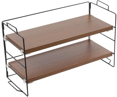Kanbihao Skrivbordshylla 2 nivåer bokhylla trä bordshylla skrivbord förvaring för skrivbordsskiva och byrå 37 x 16,5 x 24 cm (svart)