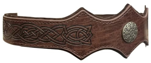 RUNRAYAY Wikinger-Leder-Stirnband, verstellbar, mittelalterliches Kopfstück, geprägtes Kunstleder, für Larp, Cosplay, Kostüm, Renaissance-Accessoires