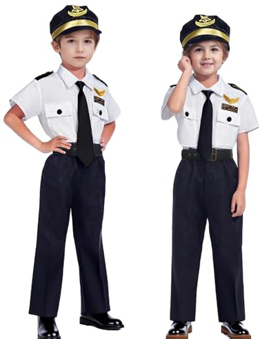 KumSoomliy Pilot Costume for Kids Captain Costume for Career Day Age 8-9Y