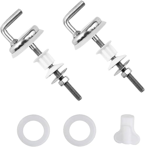 2 Pcs Toilet Seat Fittings – Universal Fit Toilet Seat Hinges Replacement Kit – Adjustable Mounting Screws – Rust-Resistant Stainless Steel & Plastic – Easy Installation, Secure & Durable Bathroom Fix
