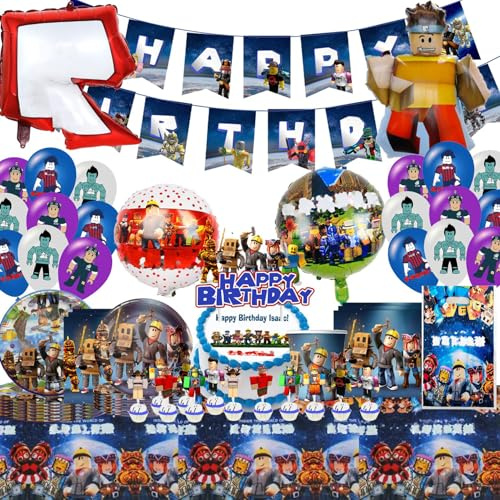 FYFLYMT Set Stoviglie per Feste Compleanno | Decorazione per compleanno, Include tovaglia, Piatti di carta, Striscioni
