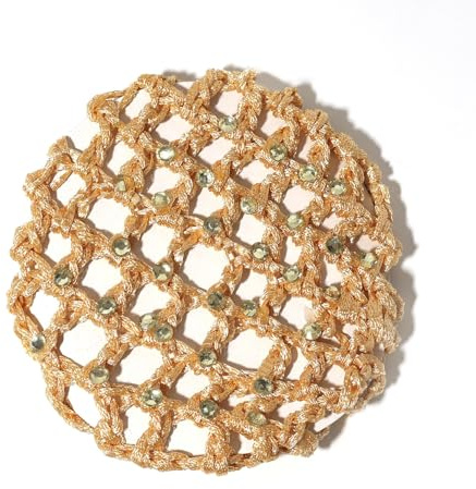 Blausky 3 Stück Strass Haarnetze,Dutt Netz Glitzer Hair Net Bun Net mit StrasssteinenTurnier Haarschmuck für Gymnastik Rhythmische Sportgymnastik Ballett Reiten Eiskunstlauf Tanz,Champagner