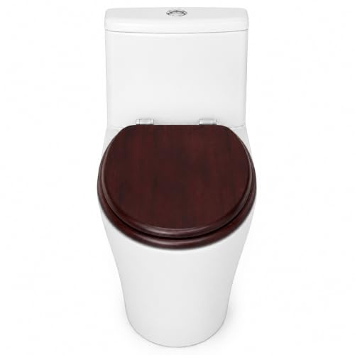 18 MDF Toilet Seat Universal Adjustable Fit Most Toilets Oval Seat┃Bathroom Standard Wooden MDF Toilet Seat | WC SEAT +Fittings (Mahogany Wooden)