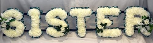 Silky Bouquets Customizable Funeral Flowers - Personalized Artificial Silk Flowers for Graves & Funerals | Lasting Remembrance with Any 6 Letters | SISTER Memorial Tribute