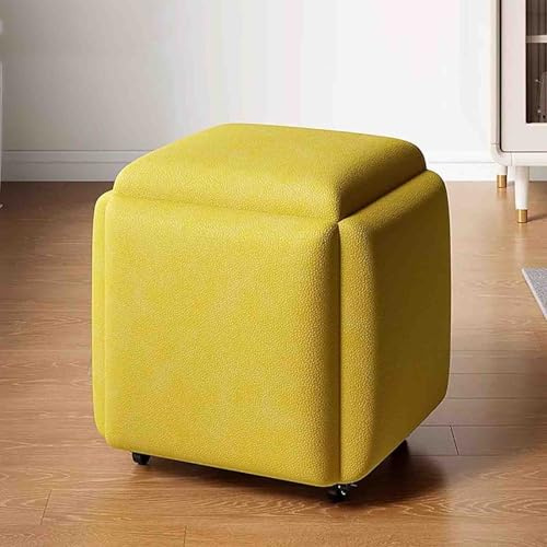 Nesting Cube Chair with Swivel Casters - Stackable Stool and Movable Footstool for Versatile Seating
