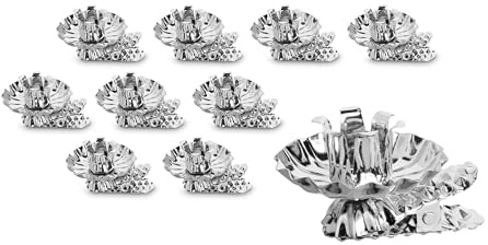 Idena 31894 - Portacandele per Albero di Natale, 10 Pezzi in Argento, portacandele Vintage in Metallo, con Clip per Rami Fino a 1,5 cm di Spessore