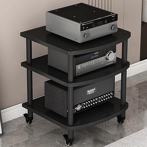 LIGUIEN Mueble Equipo Hifi, HiFi Estante de Audio, Gabinete AV Moderno, Gabinete de Almacenamiento de Medios Estéreo for Entretenimiento, Unidad Multimed-Einfach zu Montieren 60x54x73cm(Black)