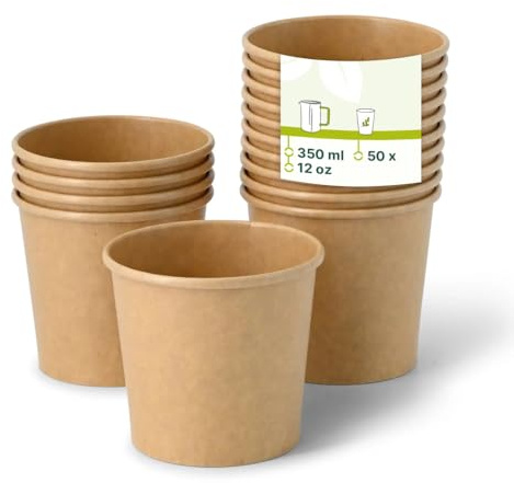 GREENBOX - Eisbecher aus Pappe L, 250 ml, max. 350 ml, Ø 92 mm, braun, 50 St.