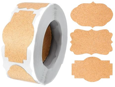 Märkbar etikettrulle – 300 stycken blanka klistermärken bruna (4 x 4 cm) för lock, flaskor och behållare | märkbara etiketter för leveranser,
