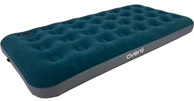 AVENLI Materasso ad aria da campeggio con pompa a pedale integrata per 1 persona, 191 x 99 x 22 cm, materasso gonfiabile, superficie morbida con superficie floccata, letto da viaggio per campeggio e