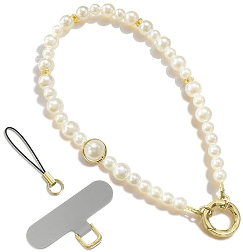 SURPHY Laccio per Cellulare Universale,Catena Telefono,Cordino per Cellulare,Laccetto per Chiavi Corto,Bracciale Polso Donna,Cinturino da Polso,per Portafogli,Portachiavi,Perle Anello