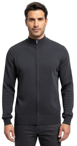 kraftd Mens Sweatshirt Zip Full Zip Funnel Neck Knitted Cardigan Long Sleeve Casual Lightweight Knitwear Sweater Sweatshirts with Ribbed Cuffs