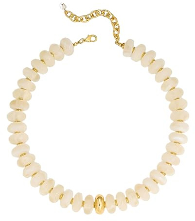 Hanaoops Collar de Cuentas para Mujer Ajustable Collar Corto Bohemia Colores Collar Joyería de Moda (Blanco, Acero inoxidable)