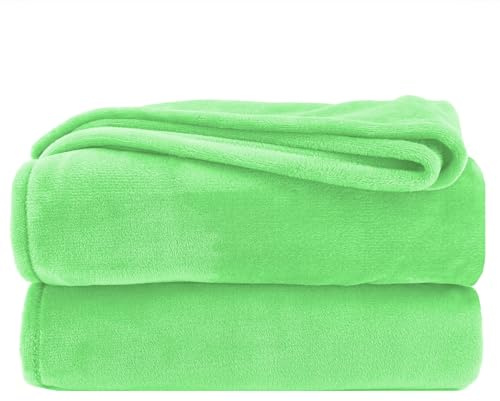 heimtexland ® Premium Flanell Kuscheldecke XL Super Soft Fleecedecke Sofadecke Überwurf Decke Öko-tex Typ380 Hellgrün 200x150
