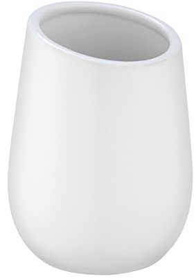 Wenko, bicchiere per spazzolino da denti e dentifricio, in ceramica, 8 x 11 x 8 cm, colore: bianco