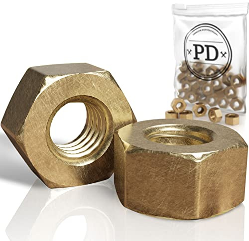 PD® Messing Muttern M4 (DIN 934 / ISO 4032) | Hochwertige Sechskantmuttern aus Messing | Hex Nut Messingmutter für Schrauben, Gewindebolzen & Gewindestangen | 10 Stück