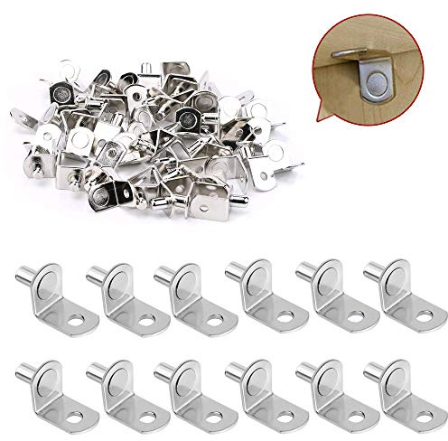 AILANDA 50pcs Regalbodenträger 6 mm Bodenträger Metall Einlegeboden Halter Regalbodenhalter Regalstifte für Möbel Schränke Bücherregal Support