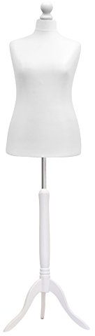 Female Tailors Dummy Bust Size 18/20 Dressmakers Fashion Mannequin Students White With White Tripod Stand
