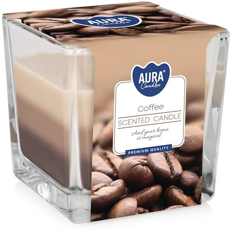 DREIFARBIGE DUFTKERZEN IM GLAS, Duft:Kaffee