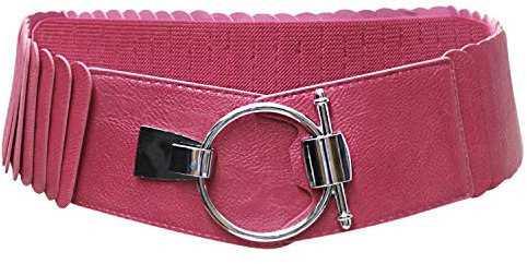 Glamexx24 Damen Taillengürtel Elastischer gürtel 8 cm breiter Hüftgürtel silberner Ring