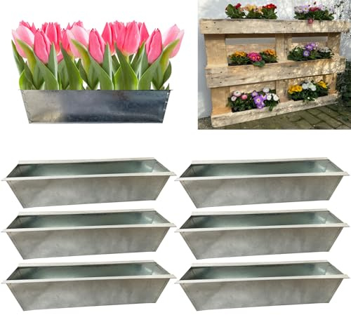 6er Zink Paletten Blumenkasten 38cm Silber Metall verzinkt | Hossi's Wholesale verzinkt, Pflanzkasten, Balkonkasten, Metall