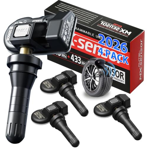 Autel TPMS Sensor MX-Sensor 315MHz+433MHz 2in1 TPS218 Tire Sensor Tire Pressure Monitoring System Sensor Program Universal Replace 98% of OE Sensor SAE Standard J1205/J120 (Rubber Valve Stem, 4pack)