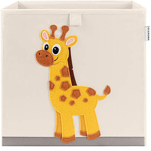 33cm Animal Kallax Storage Boxes, Foldable Fabric Toy Box Storage for Kids | 33 x 33 x 33 cm Cube Storage Box, Toy Storage Organizer Basket for Kids, Boys and Girls, Playroom and Nursery (Giraffe)