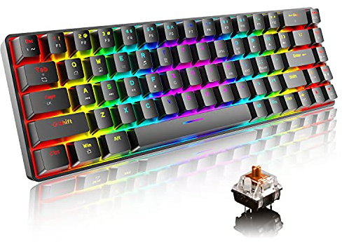 60% Mechanische Gaming-Tastatur Typ C Kabelgebunden 68 Tasten USB-Tastatur mit LED-Hintergrundbeleuchtung 18 Chroma-RGB-Hintergrundbeleuchtung Vollständige Anti-Ghosting-Tasten (Brauner Schalter)
