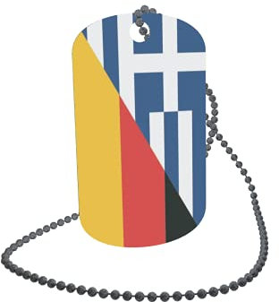 U24 Dog Tag Erkennungsmarke ID Tag an Kette Flagge Griechenland- Deutschland Alu 30 x 50 mm