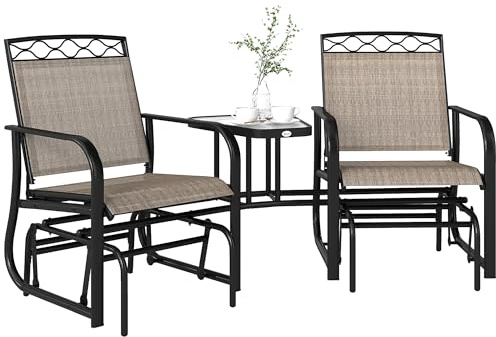 Outsunny Double Outdoor Glider Chair 2 Seater Garden Swing Bench Brown