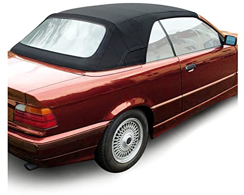 Kojem Convertible Top Compatible with 1994-1999 BMW 3-Series E36 318i 323i 325i 328i M3 Soft Sailcloth Roof with Plastic Window (Black+Brown)