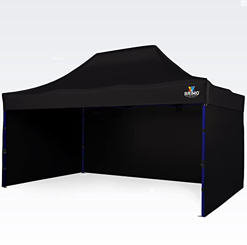 BRIMO Partyzelt 100% Wasserdicht mit 3 Seitenteilen - 5 Jahre Garantie (3x4,5 m, Schwarz)