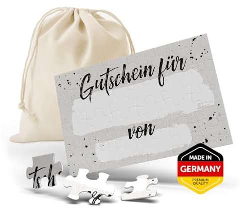 Puzzle selbst gestalten Gutschein Geburtstag [24-teilig mit Säckchen] Gutscheinkarten zum Selbstausfüllen | Gutscheine zum selber ausfüllen | Gutscheinkarte | Gutschein Verpackung