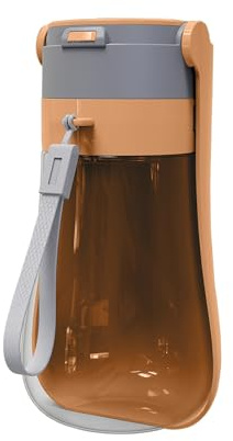 Faltbare Trinkflasche Hund für Unterwegs [Orange, 430ml] Tragbare Haustier Wasserflasche Wasserspender Wassernapf Freien Wandern Reisen Hundezubehör