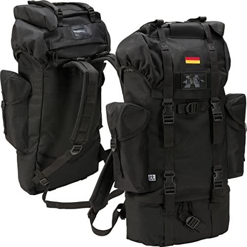 BWuM Bundeswehr kampryggsäck 65 l patch & flagga, svart, 65 L