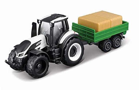 Maisto Mini Working Machines VALTRA M2/Q TRACTOR WITH TIPPING TRAILER – 3” – Incredibly Detailed Die-Cast Replica Collectible Model, Grey