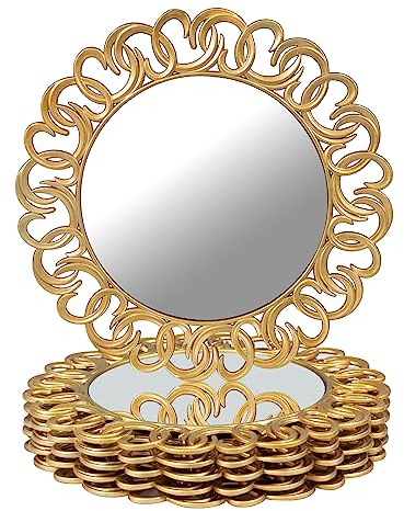 MAONAME Gold Charger Plates Set of 6, Mirror Charger for Dinner Plates | Round Plate Chargers with Entwined Swirl Rim, 13 Plastic Table Chargers, Decorative Charger Plates for Wedding, Party