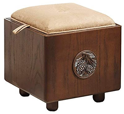 HAPPLiGNLY Fußhocker mit Stauraum, antiker Würfel, Massivholz, gepolsterter Fußhocker mit abnehmbarem Deckel, Wohnzimmer-Braun