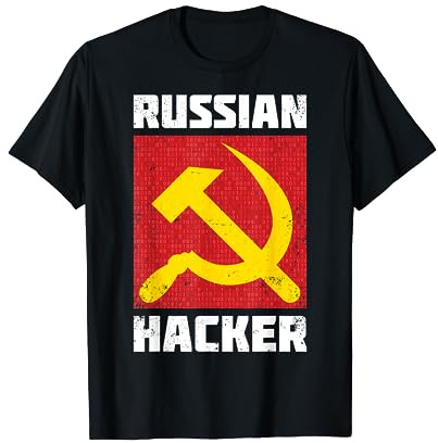 Hacker ruso URSS Martillo y hoz computadora espía divertido Camiseta
