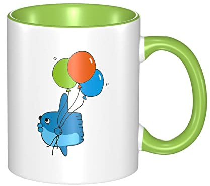 RFSHOP Taza de pared interior de color, diseño de pez sol con globos, tazas anchas de té, café y chocolate caliente - 330 ml