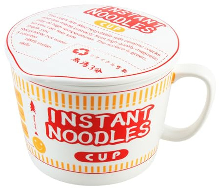 HYO&ZOY Bol en céramique for nouilles, bol en porcelaine avec couvercle, grand bol à soupe Ramen avec poignée, cadeau for les amateurs de Ramen (Color : Red)