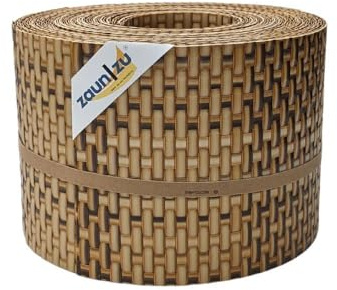 zaun|zu® Rattan 10x Einzelstreifen 2,55 Meter x 19cm | Sichtschutzstreifen PE für Doppelstabmatten UV-beständiger Sichtschutz | Zaunblende Made in Germany Stroh 10x 2,55m