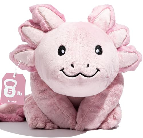 Brease 5 lb Weighted Pink Axolotl Stuffed Animal - Soft, Large Plush Toy for Comfort, Calm & Relaxation, Ideal Huggable Companion for Kids & Adults, Perfect Heavy Plushie for All Ages