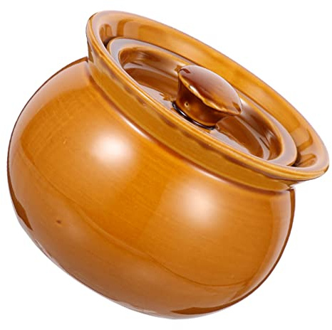 ANSNOW Olla de Estofado de Vasija con Tapa Cuenco de Huevo Al Vapor Olla de Estofado de Cerámica Olla de Barro Tarro de Sopa de Cocina Vajilla de Cerámica para el Hogar Ensaladera Sartén de Cerámica