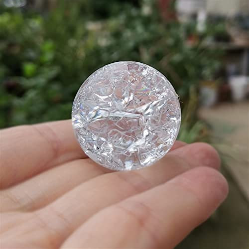 Cristal Naturel 30/40mm Cristal Glace Crack Boule Sphère De Verre Décoration De La Maison Ornements Feng Shui Figurine Marbre Magique Fontaine D'eau Boule Cadeaux Puissance Pierre Cristal Collections