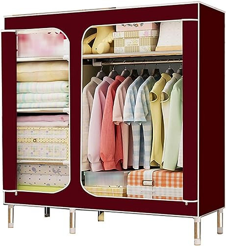 UYSELA 2 Offener Kleiderschrank,Multifunktions-Kleiderschrank,tragbarer Kleiderschrank,Kleiderstange mit Reißverschluss,Stabiler Schrank,168 x 130 x 45 cm (Größe: 168 x 130 x 45 cm,Farbe: D)