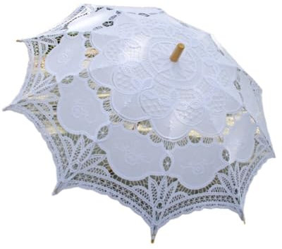 ihreesy Hochzeitsschirm Brautschirm, Sonnenschirm Spitze Deko Regenschirm Damen Vintage-Spitzenschirm UV-Schutz Stickerei Häkelspitze-Regenschirm für Braut und Bräutigam,Weiß